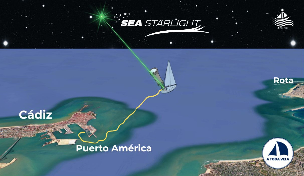 Travesía nocturna de Sea Starlight desde Puerto América en la Bahía de Cádiz