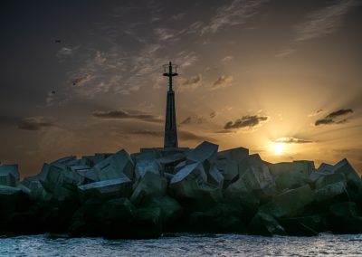 Punta de San Felipe desde el mar en Cádiz