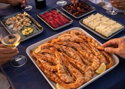Langostinos de Sanlúcar en velero Cádiz