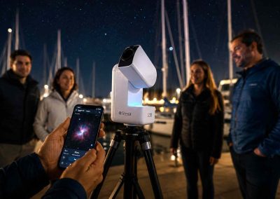 Telescopio electrónico utilizado para capturar imágenes astronómicas durante la experiencia Sea Starlight